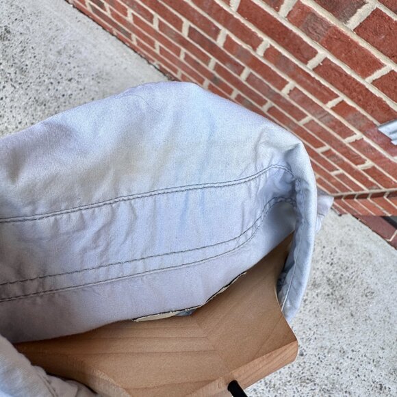 Antik Denim Button Up Patch Shirt Mens Large Blue Long Roll Tab Sleeves Patches - Picture 6 of 13